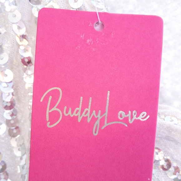 🍋 Buddy Love White Sequin High Rise Shorts NWT Glam Festival Party M - Picture 4 of 8